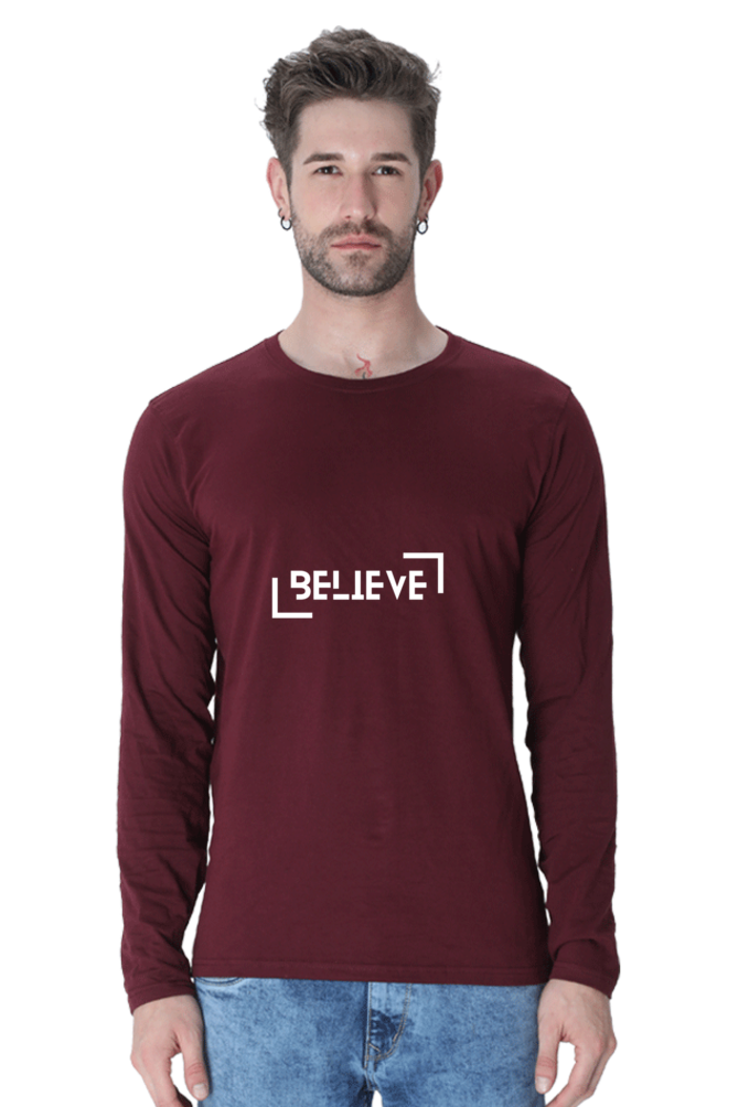 BELIEVE in Simplicity: Men’s Round Neck Full Sleeve T-Shirt