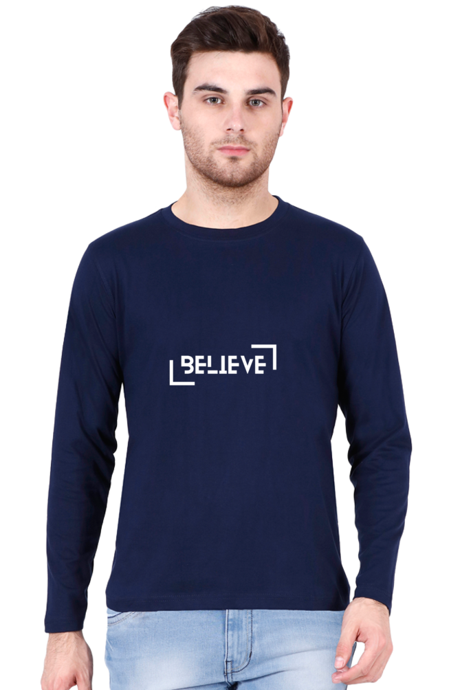 BELIEVE in Simplicity: Men’s Round Neck Full Sleeve T-Shirt